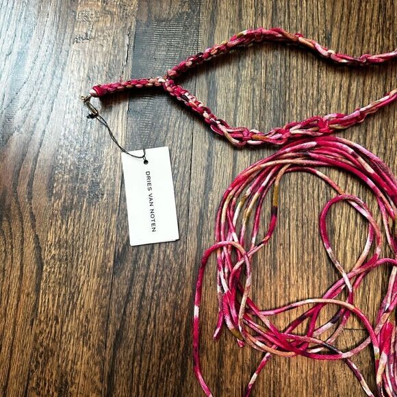 NWT Dries Van Noten self-tie multicolor woven Macramé Belt - Picture 4 of 6